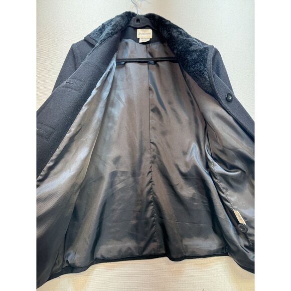 St. John's Bay Women's Faux Fur Wool Coat Long Sleeve Size X-Large Black - Picture 6 of 10